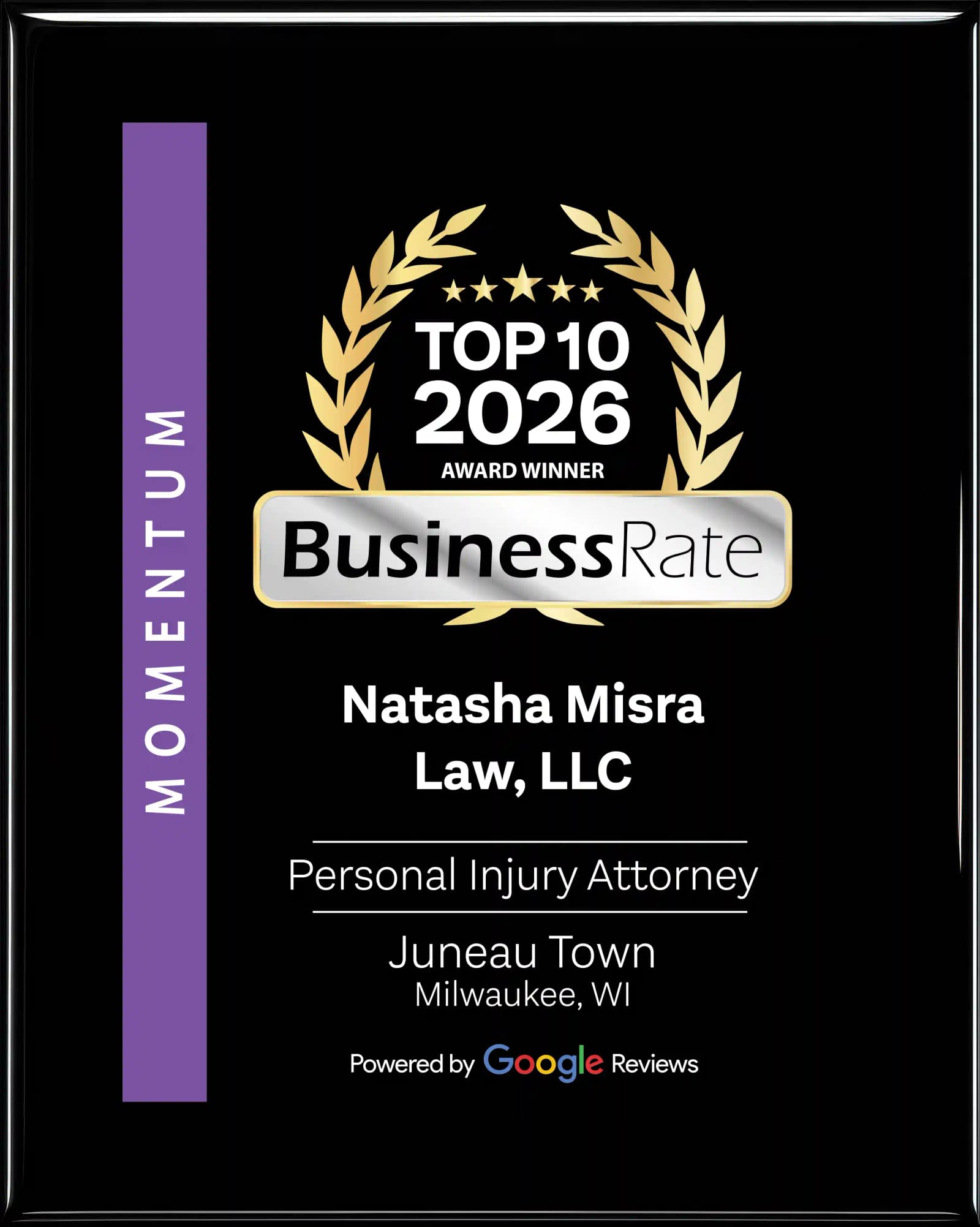 Recognition of Natasha Misra Law's work for injured clients
